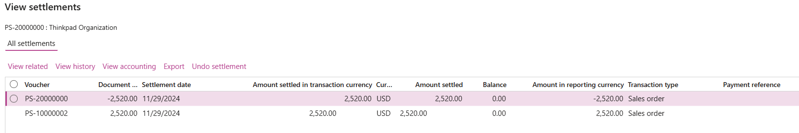 The system will automatically settle the open transaction with credit note.