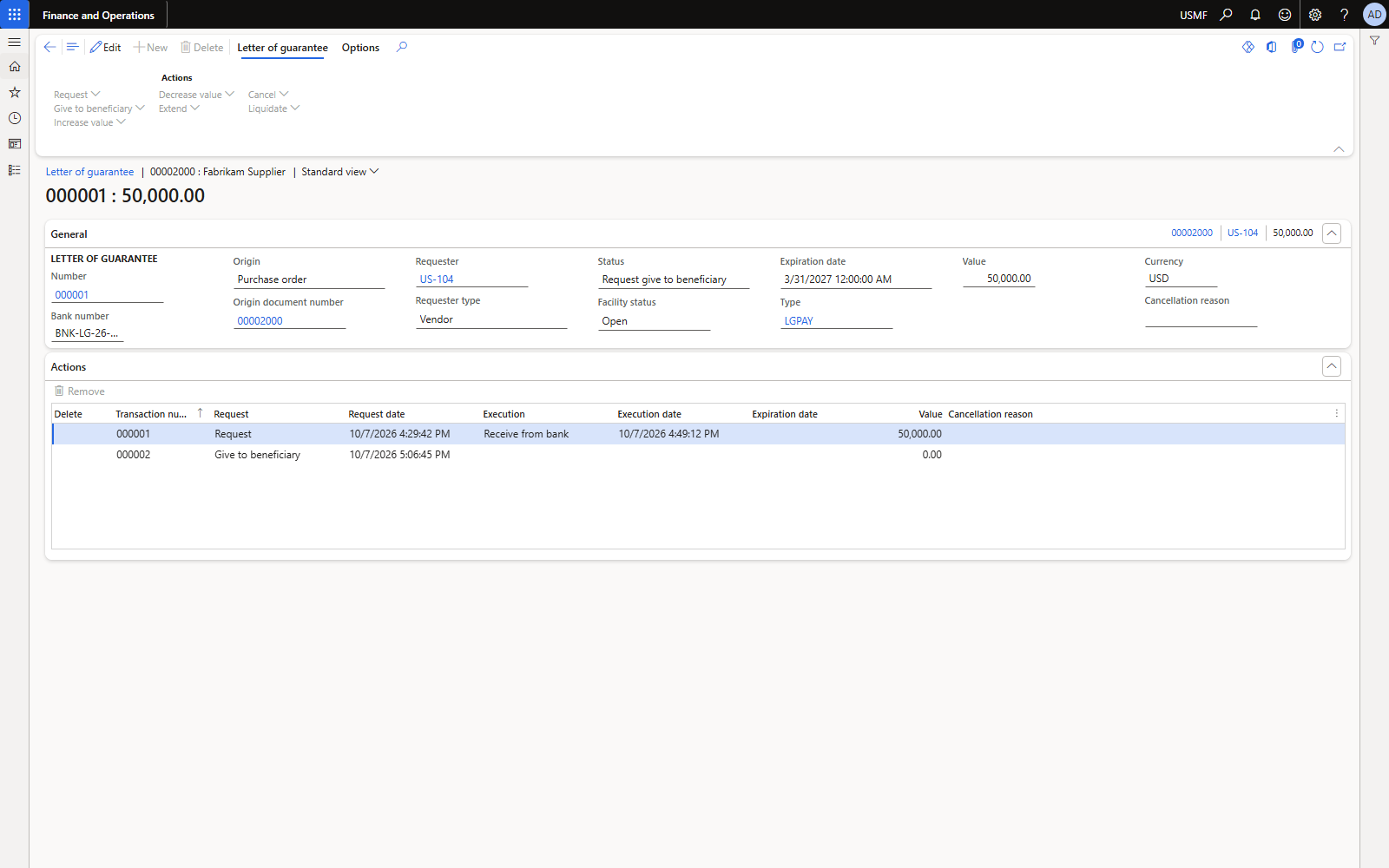 Status Request give to beneficiary (purchaser side).