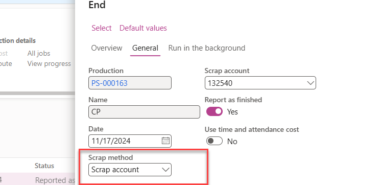 The two possible settings for the