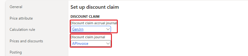 Parameters – Discount claim