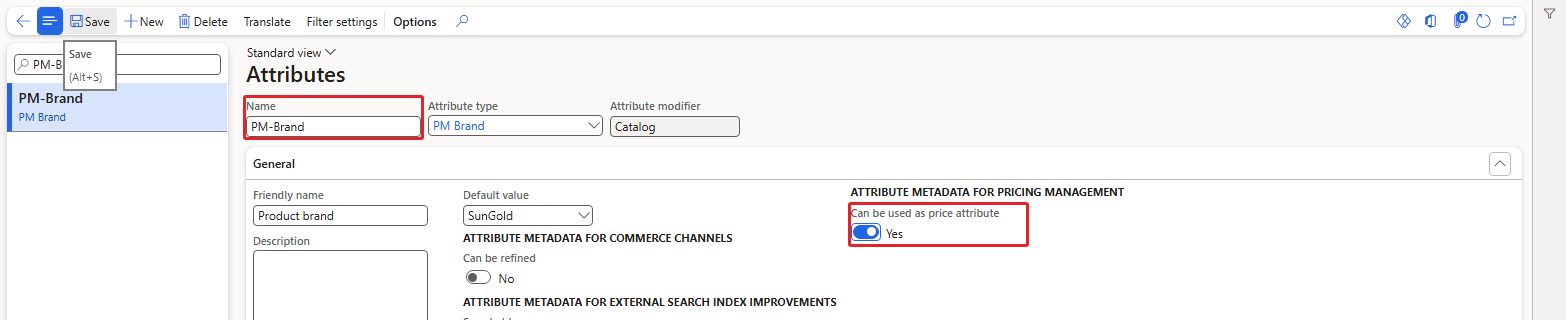 PM-Brand – Can be used as price attribute = Yes