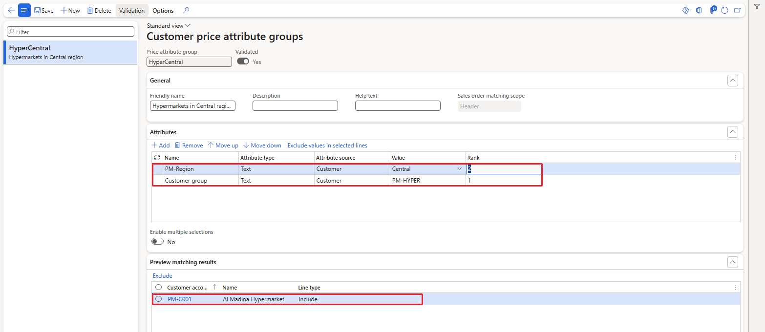 After entering the values – only PM-C001 matches