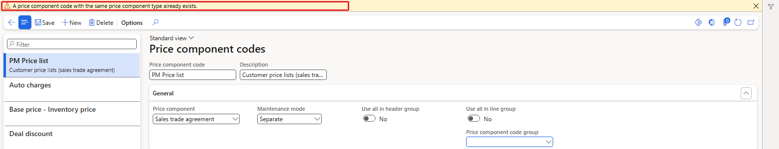 "A price component code with the same price component type already exists."