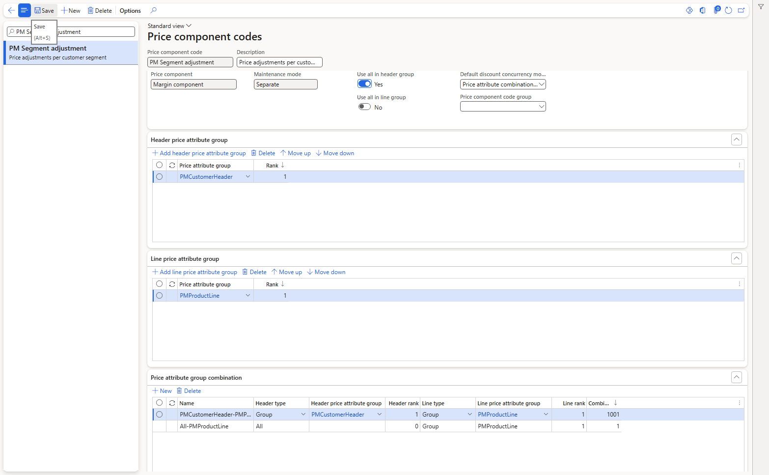 Use all in header group = Yes – the All-PMProductLine combination appears