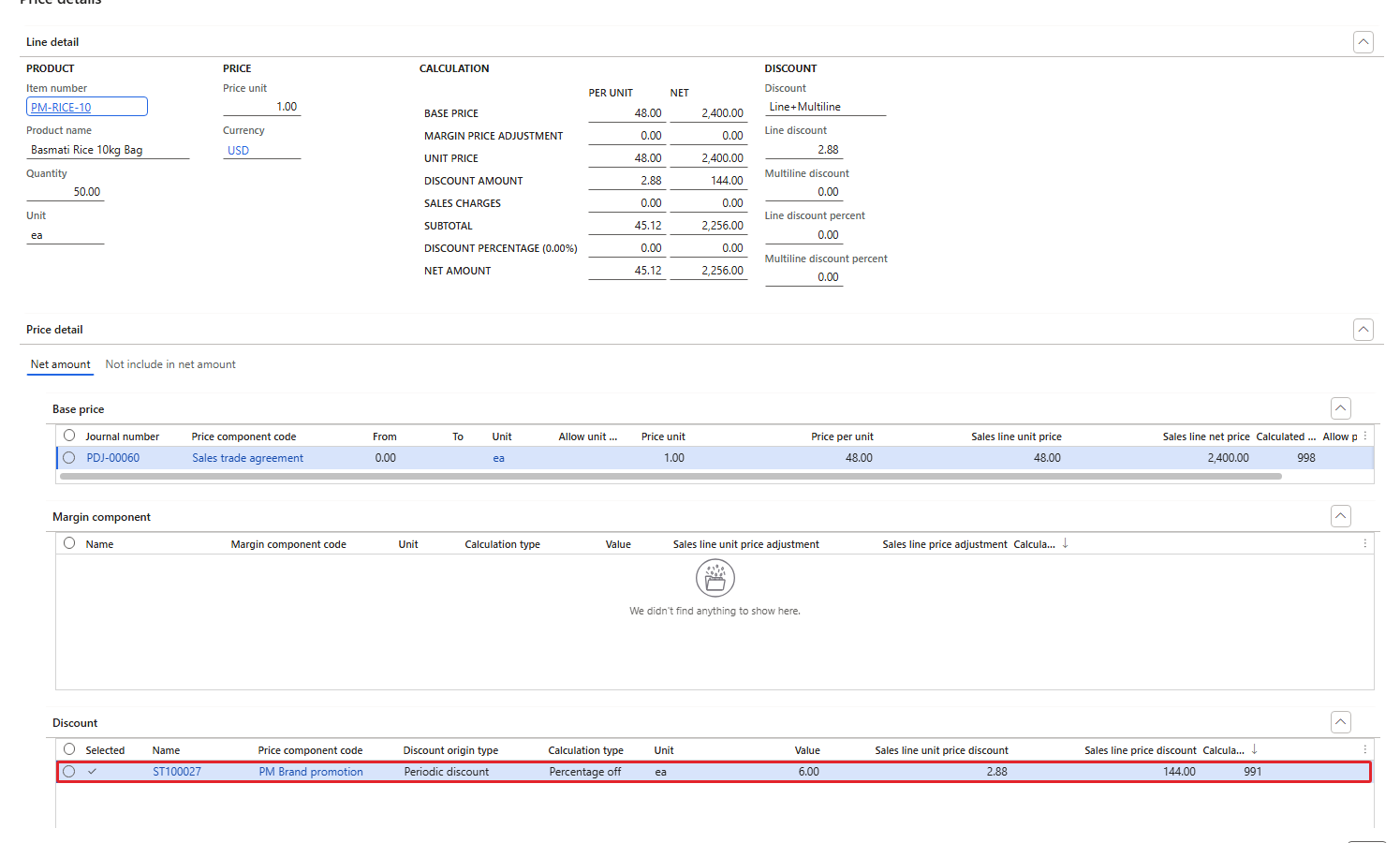 Price details of 001570 – ST100027, Percentage off 6.00 = 2.88 per bag