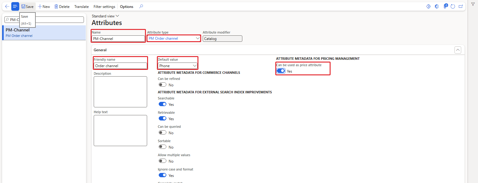 Attribute PM-Channel
