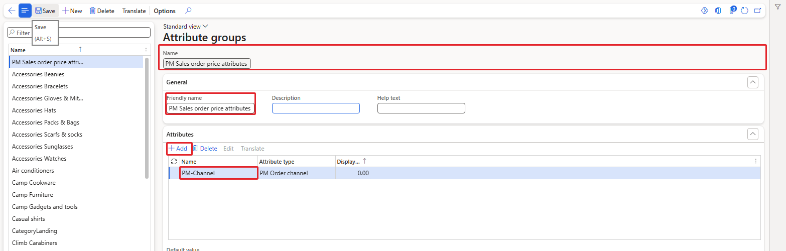 Attribute group with PM-Channel