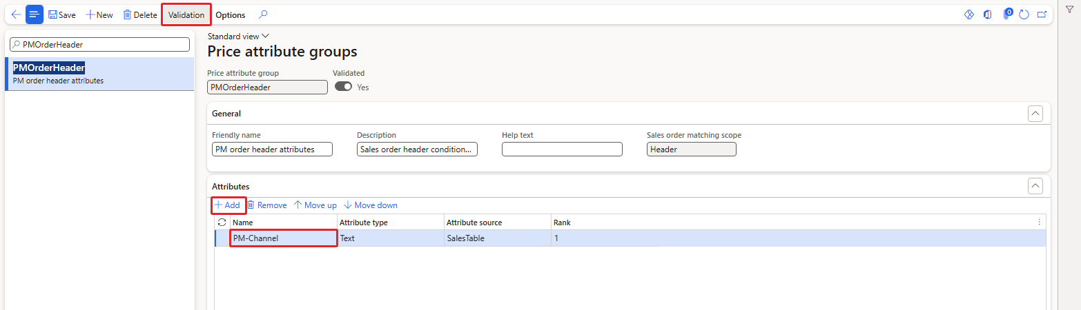 PMOrderHeader with PM-Channel
